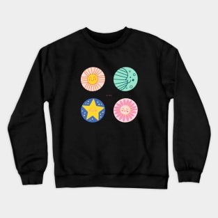 Sun + Moon+ Star + Flower Sticker Set Crewneck Sweatshirt